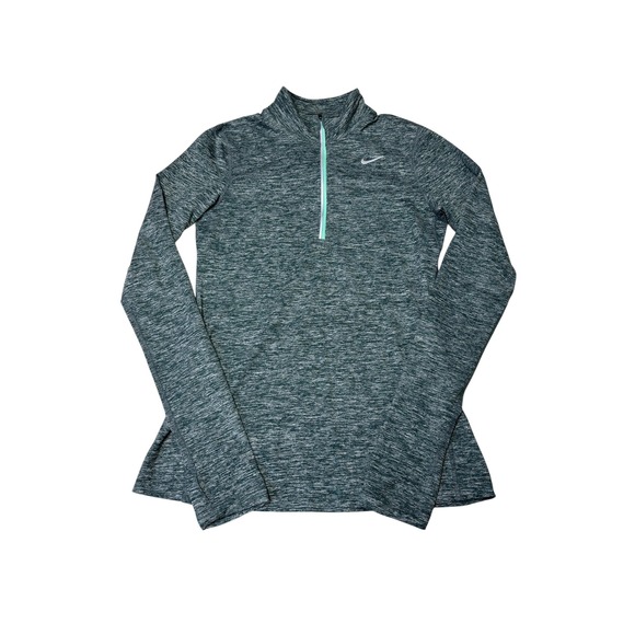 Nike Tops - Nike Running Dri-FIT Quarter Zip‎ Pullover Green Space Dye Thumbhole Womens XS